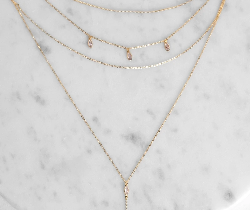 Dainty Stone Lariat Necklace