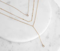 Dainty And Crinkled Lariat Necklace Set