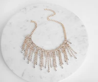 Boho Glam Rhinestone Fringe Choker Necklace
