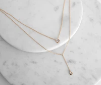 Cubic Zirconia Lariat Double Row Necklace