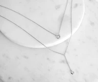 Cubic Zirconia Lariat Double Row Necklace