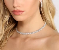 Triple Row Rhinestone Choker and Duster Set