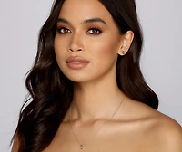 Cubic Zirconia Teardrop Necklace And Earrings Set