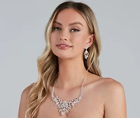 Glam Allure Rhinestone Collar Earrings Set