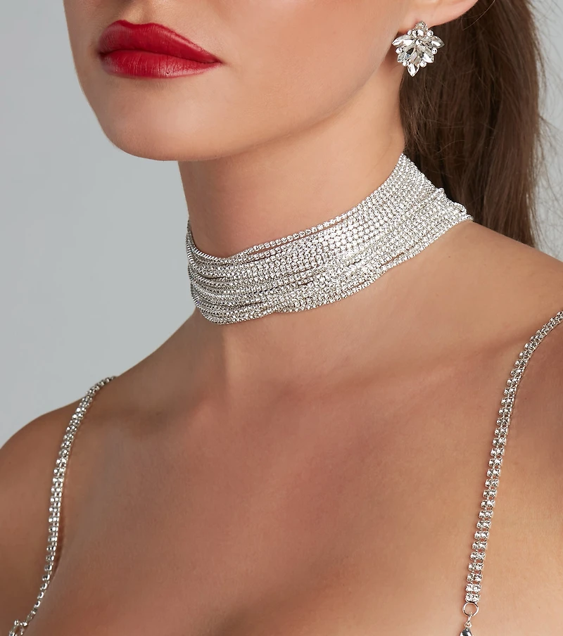 Glamorous Affair Rhinestone Choker Necklace