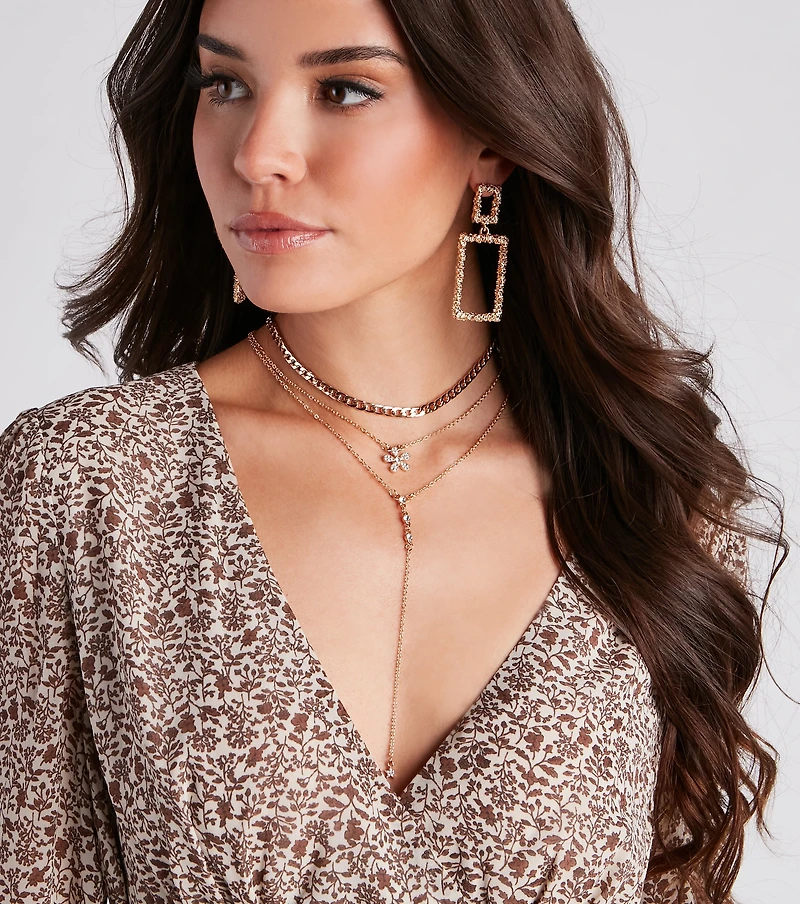 Cool-Girl Layered Charm Necklace Set
