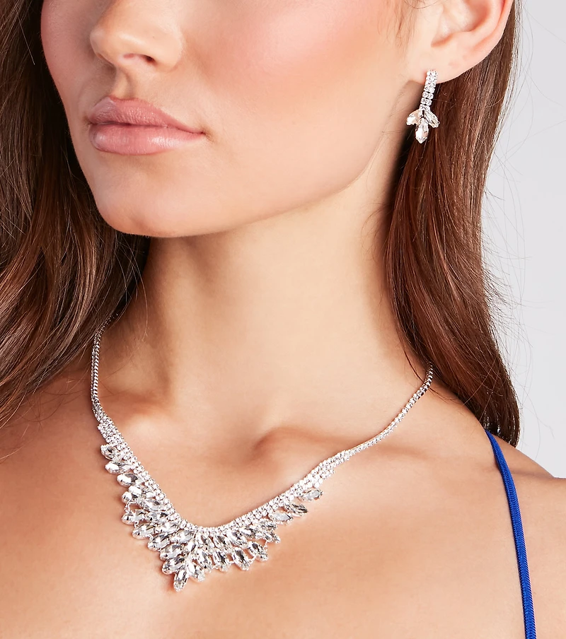 Forever Luxe Rhinestone Necklace And Earrings Set