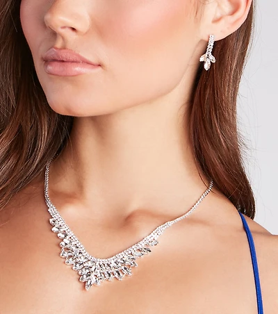 Forever Luxe Rhinestone Necklace And Earrings Set