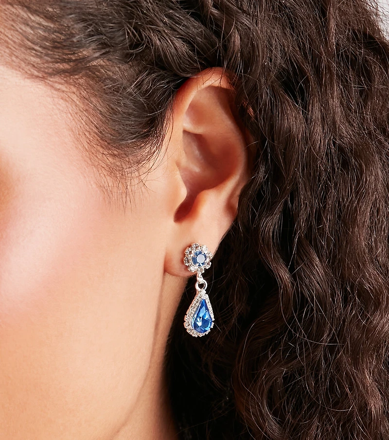 Chic And Luxe Gemstone Necklace Earrings Set
