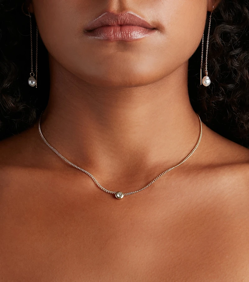 All The Details Dainty Rhinestone Necklace