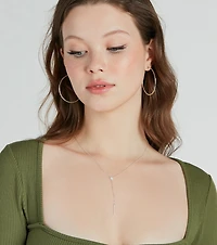 Glam Shine Sterling Silver Plated Cubic Zirconia Lariat Necklace