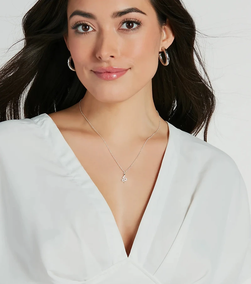 Sassy Flex Sterling Silver Plated Snake Charm Necklace