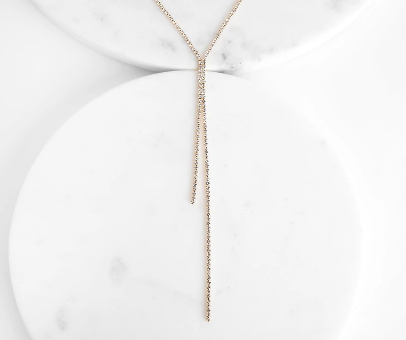 Rhinestone Lariat Necklace Set