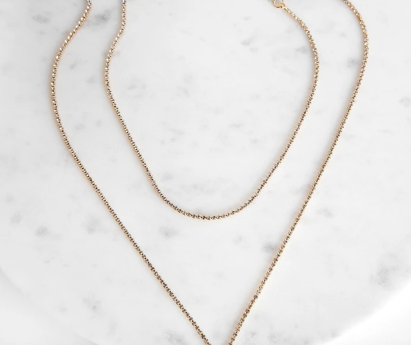 Rhinestone Lariat Necklace Set