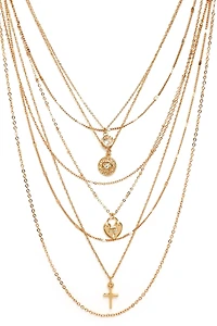 8 Row Layered Charm Necklaces