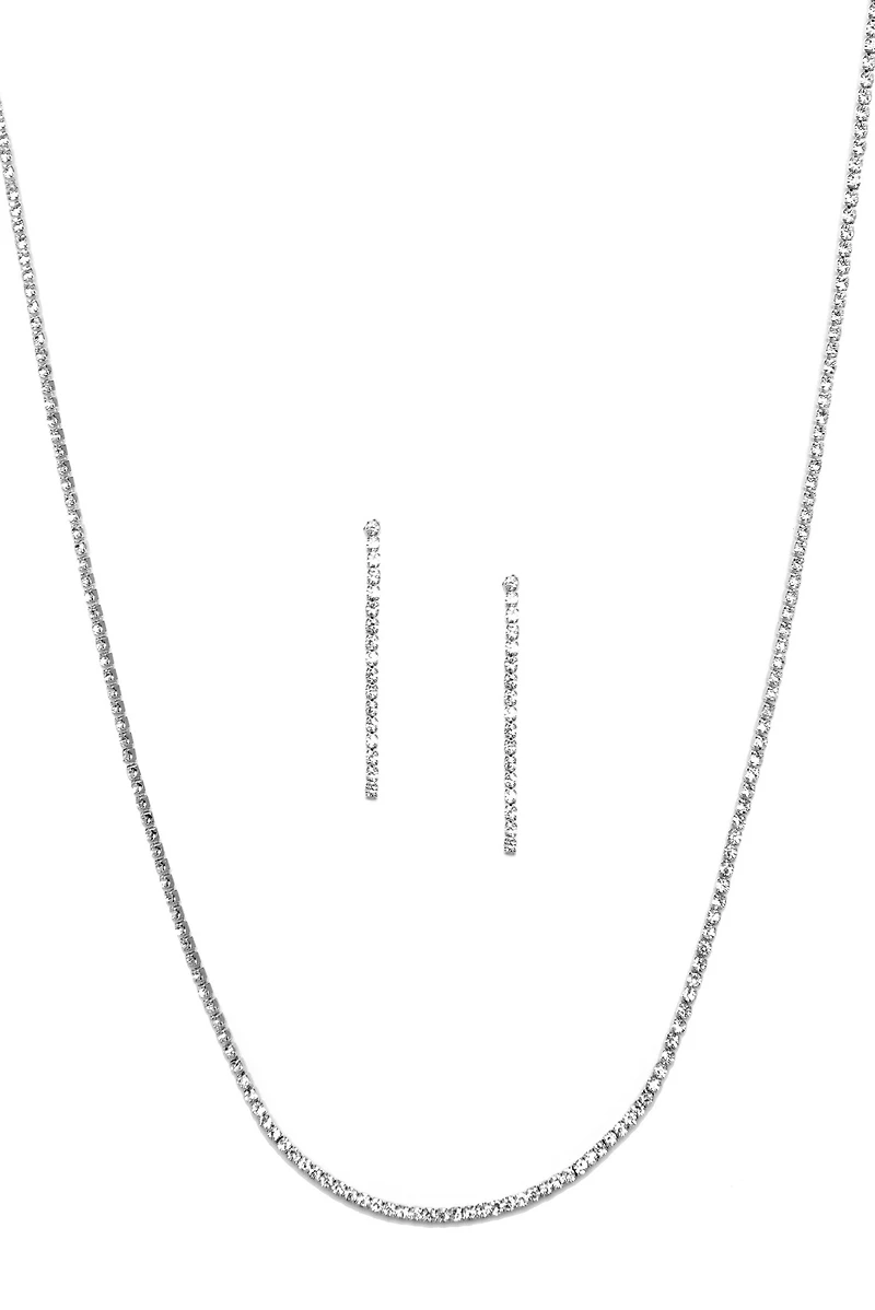 Classic Curved Rhinestone Necklace And Dusters