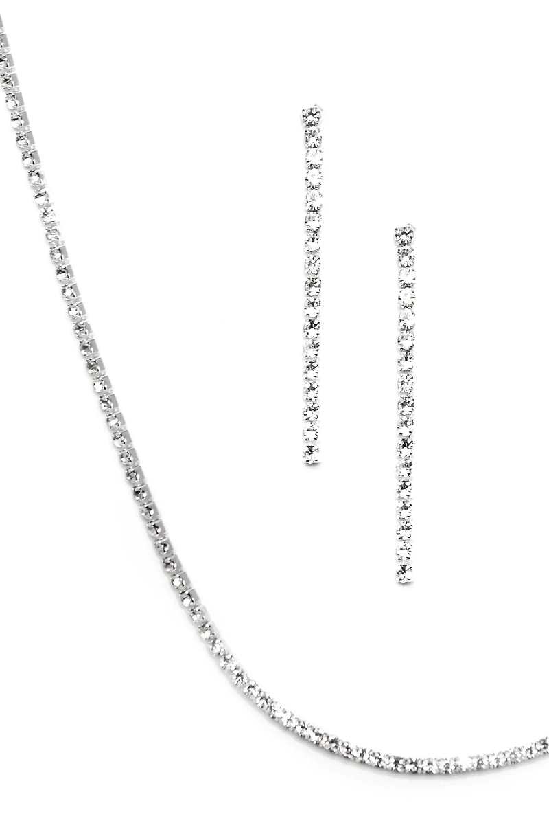 Classic Curved Rhinestone Necklace And Dusters