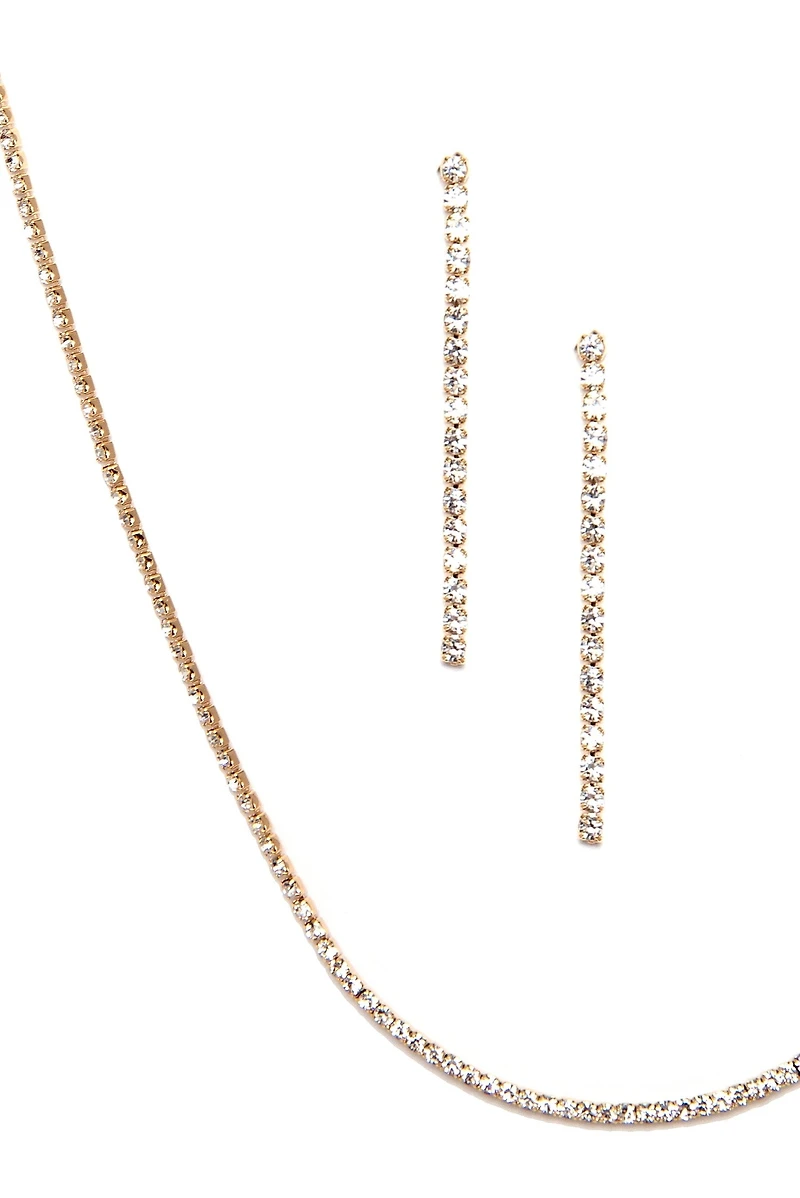 Classic Curved Rhinestone Necklace And Dusters