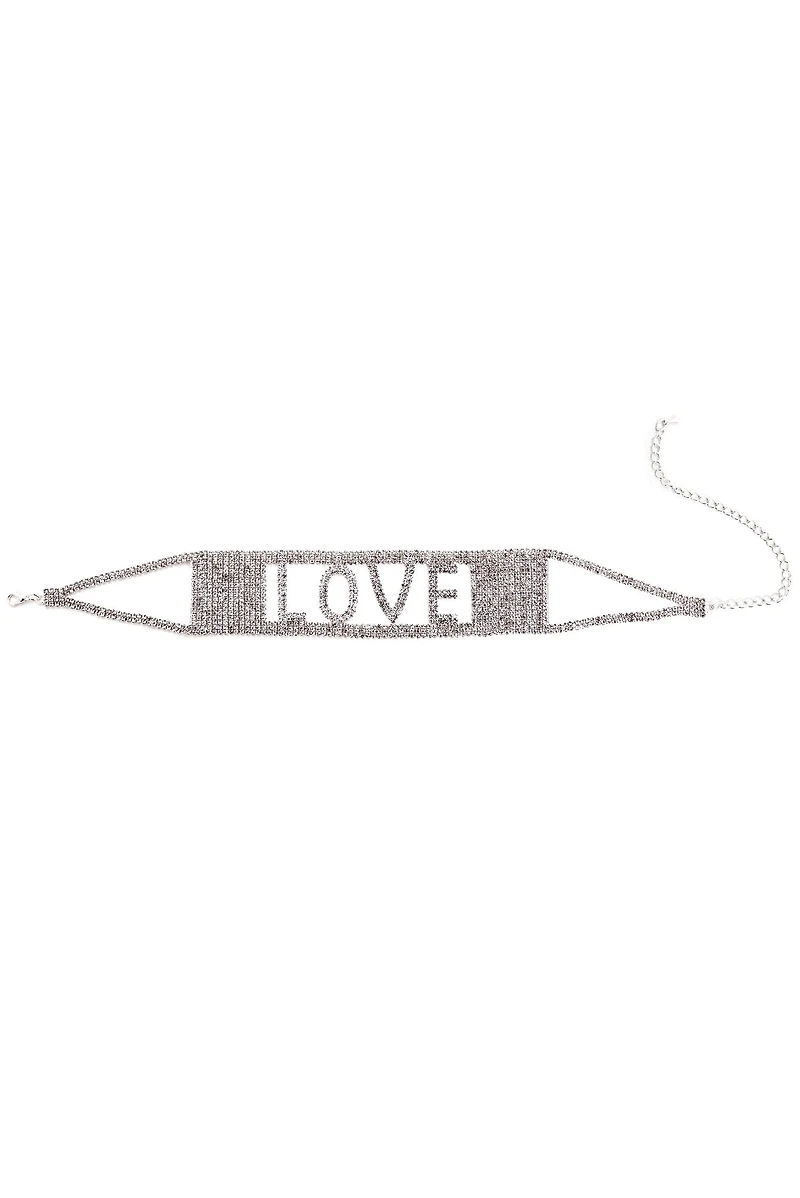 Love Rhinestone Statement Choker