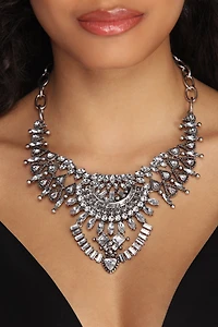 Teardrop Rhinestone Bib Necklace
