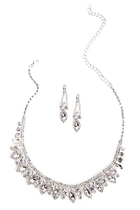 Glamour Tear Drop Necklace And Earrings Set