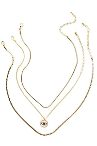 Rhinestone Eye 3 Pack Necklace Set