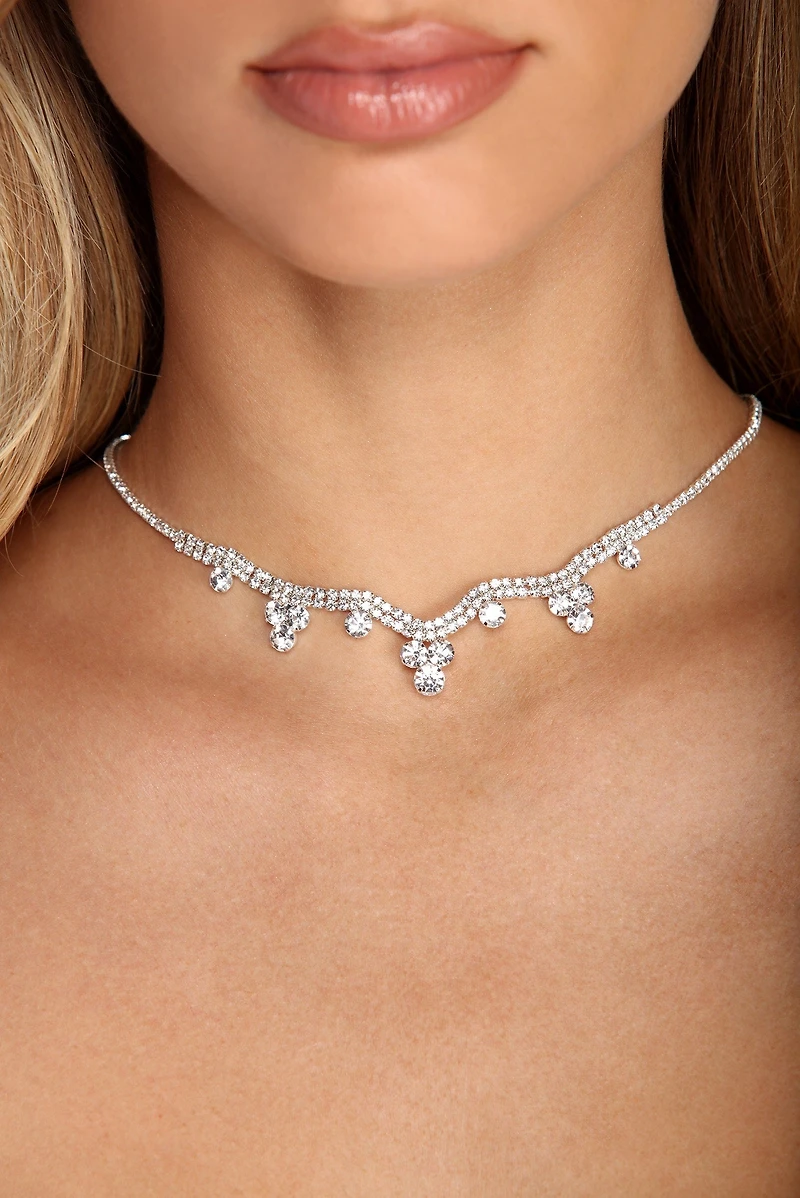 Layered In Rhinestone Necklace