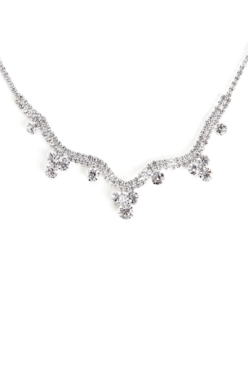 Layered In Rhinestone Necklace