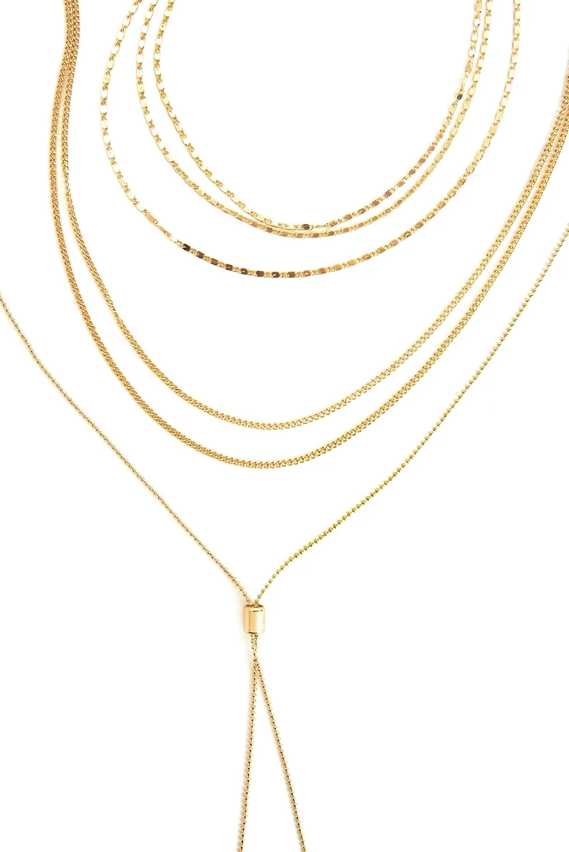 3 Pack Layered Choker And Lariat Chains