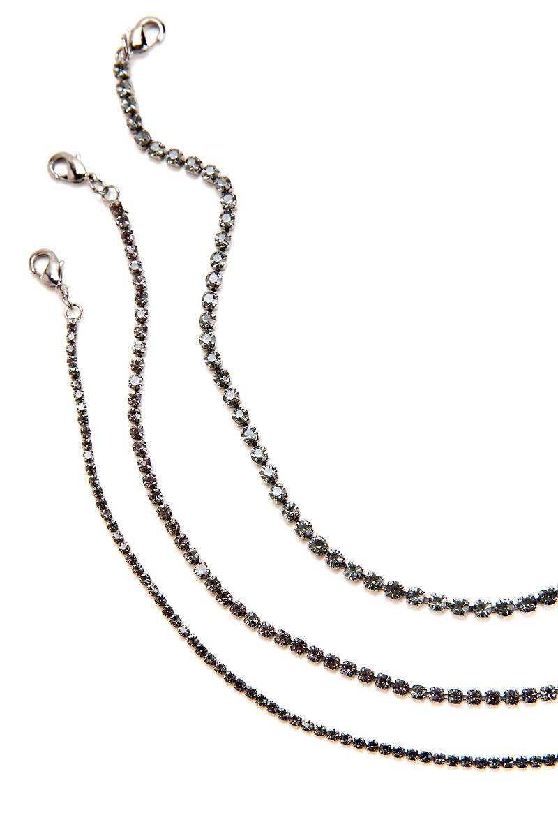 Layer On Rhinestone Choker Set