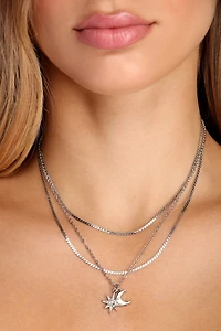 3 Row Layered Charm Necklace