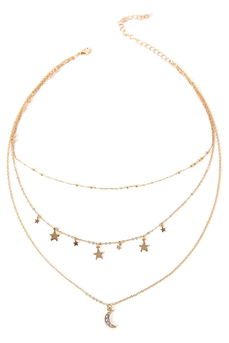Moon And Stars Charm Necklace
