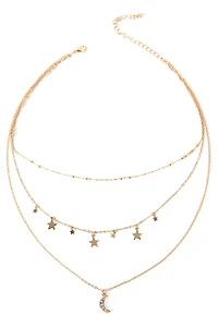 Moon And Stars Charm Necklace