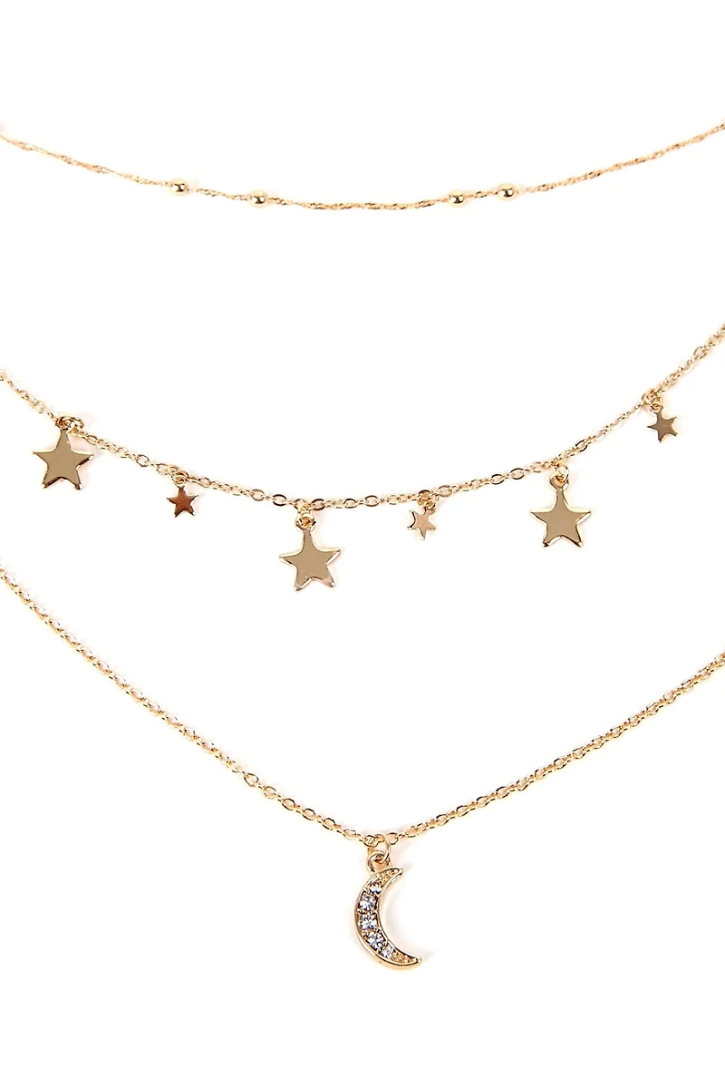 Moon And Stars Charm Necklace