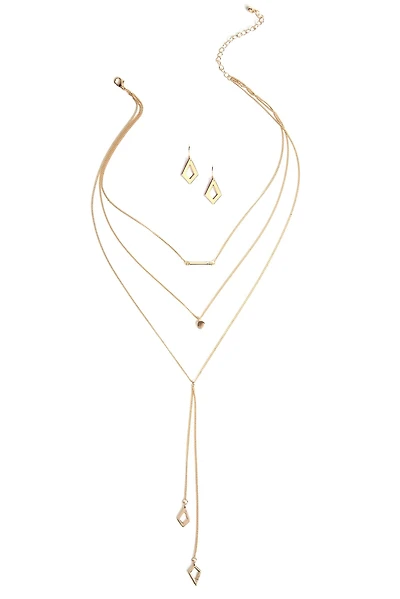 3 Row Dainty Lariat Charm Necklace