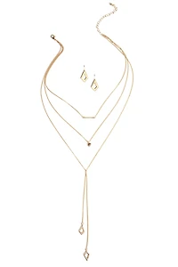 3 Row Dainty Lariat Charm Necklace