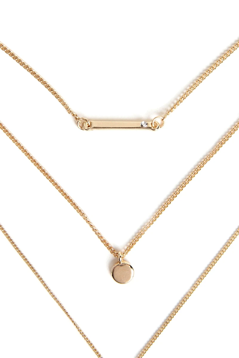 3 Row Dainty Lariat Charm Necklace