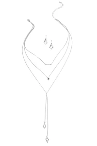 3 Row Dainty Lariat Charm Necklace