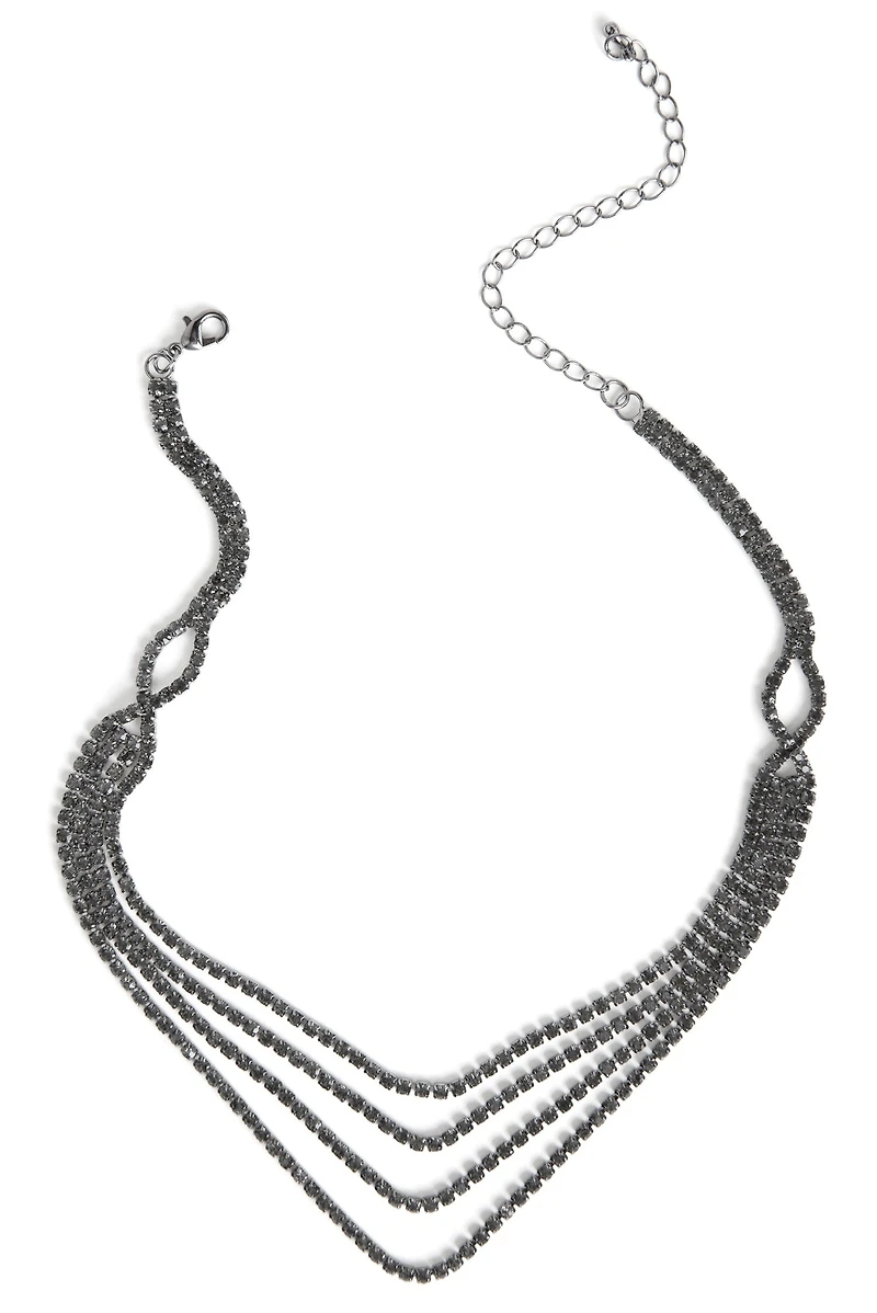 4 Row Rhinestone Necklace