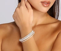 Rhinestone Memory Wire Bangle Set