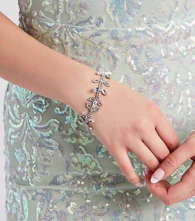 Fancy Affair Rhinestone Leaf Bracelet