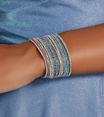 Colorful Charm Rhinestone Stretch Bracelet Set