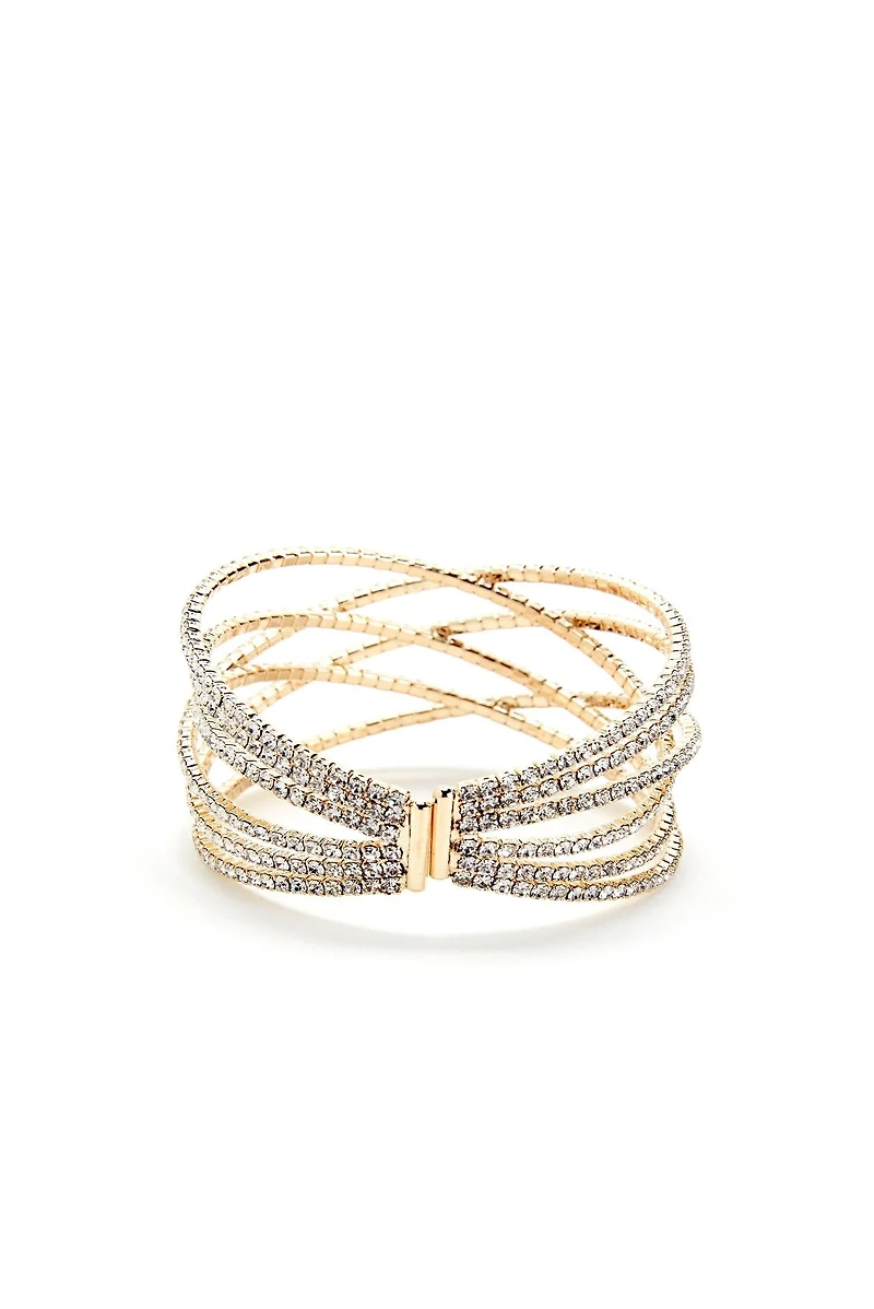 Rhinestone Lattice Cuff Bracelet