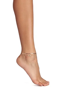 Double Row Rose Charm Anklet