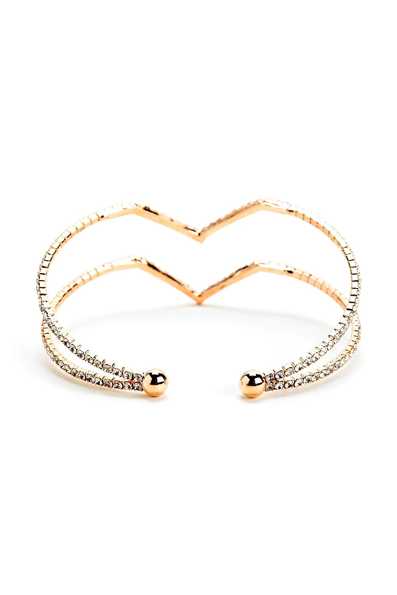 Double Row Rhinestone V Cuff
