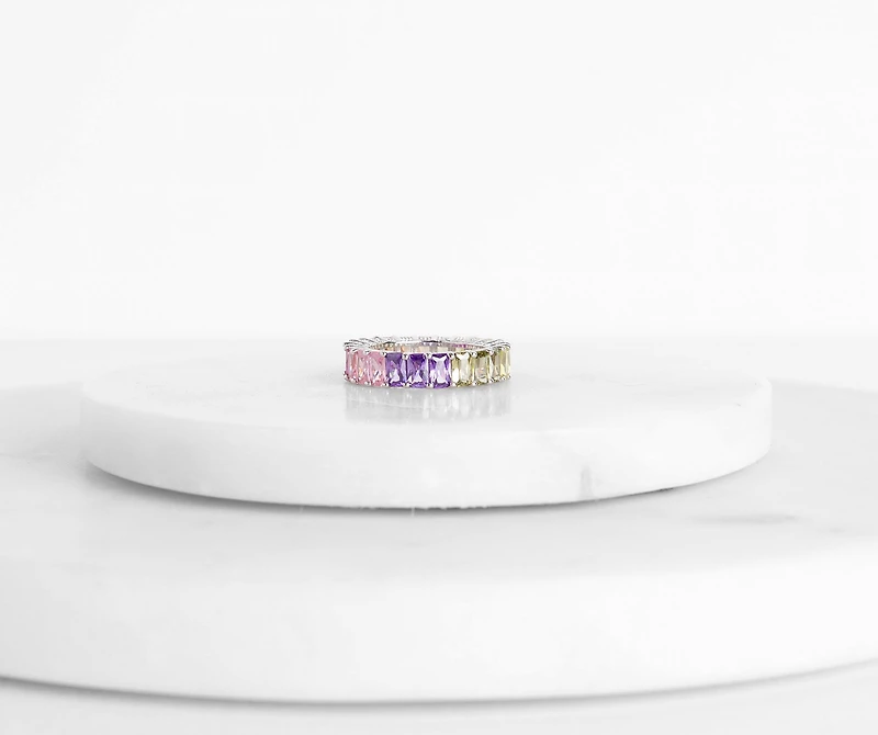 Sterling Silver Rainbow Infinity Ring