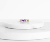 Sterling Silver Rainbow Infinity Ring