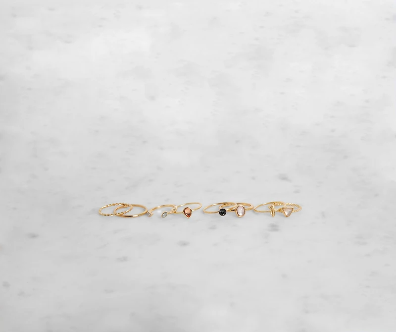 I Want It All Gemstone Ring 8 Pack