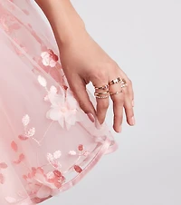 Trendy Shine Rhinestone Dainty Ring Set