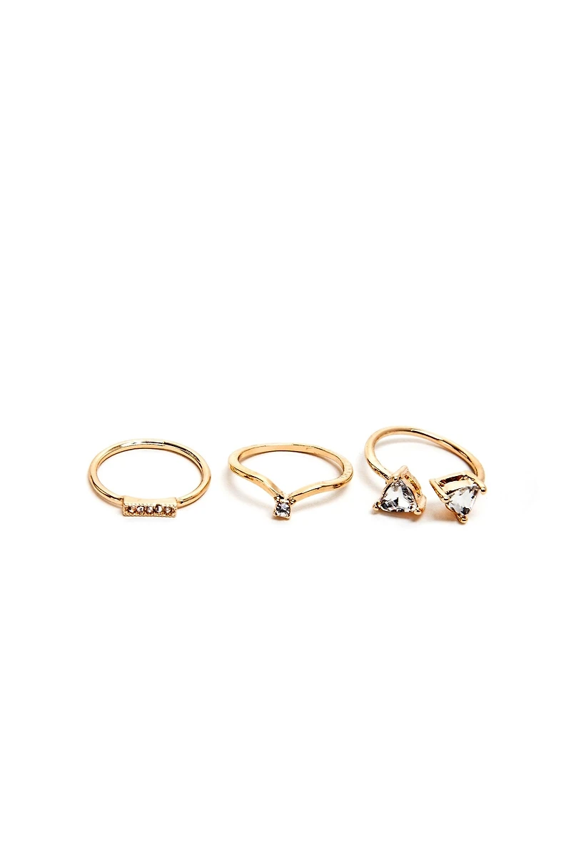 Triangle Rhinestone Ring Multi Pack